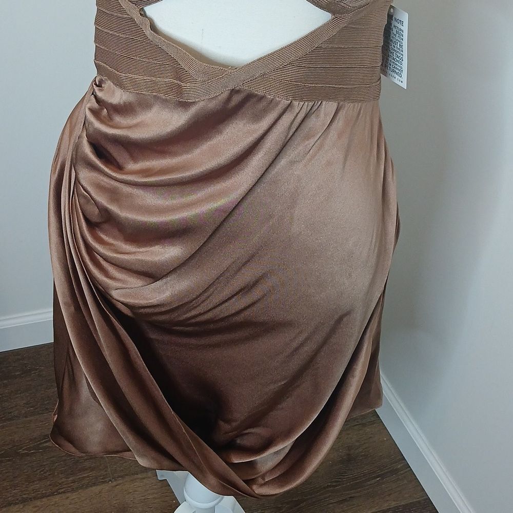 NWT Herve Leger Draped Silk Cut Out Mini Dress Size 8 - Picture 4 of 11